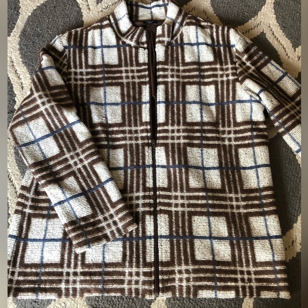 Avon Studio 1886 plaid zip up jacket sweater